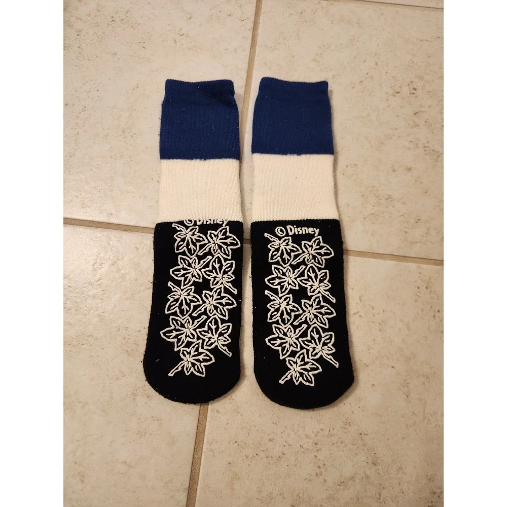 Disney Winnie the Pooh Slipper Socks Blue‎ VTG Black Non Slip Gripper Bottoms